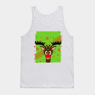 REINDEER Merry Christmas Red Nose Reindeer Tank Top